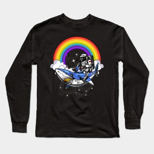 Space Astronaut Riding Shark Long Sleeve T-Shirt